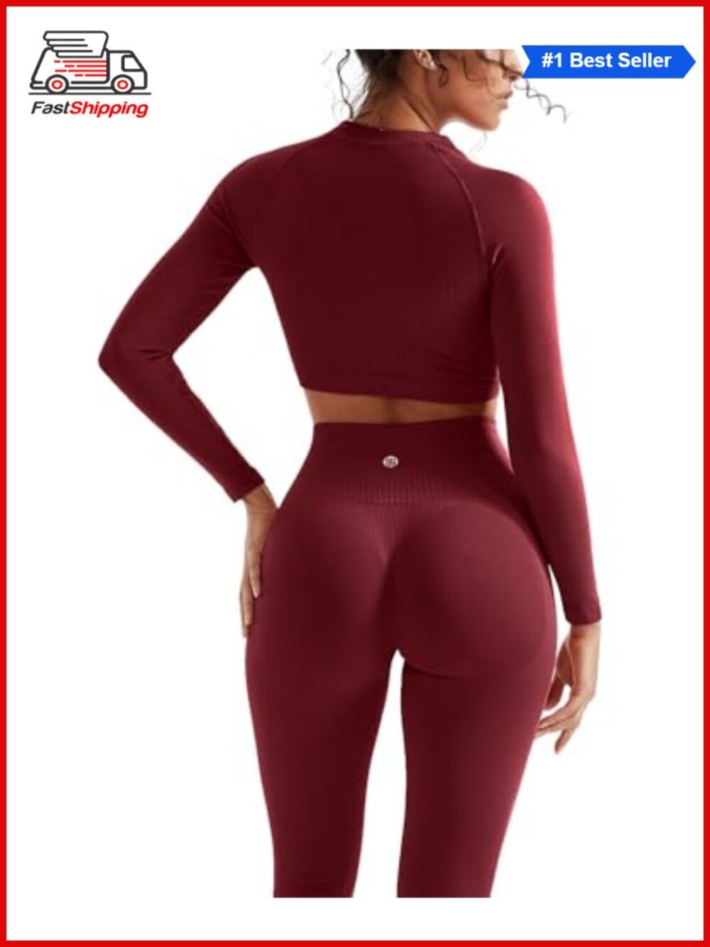 ✨SUUKSESS Seamless Ribbed Workout Set Leggings & Crop Top